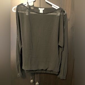 Cache sheer beaded top